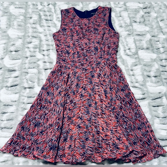 French Connection Sleeveless  Sahara Abstract Animal Print Chiffon Skater Dress - Picture 3 of 8